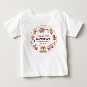T-shirt Pour Bébé Camions de pompiers Garçon 1er Anniversaire Peti