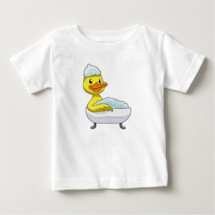 T-shirt Pour Bébé Canard à la baignade avec baignoire et mousse