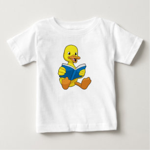 T-shirt Pour Bébé Canard à la lecture avec livre