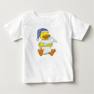 T-shirt Pour Bébé Canard au lit avec bonnet de nuit