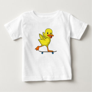 T-shirt Pour Bébé Canard comme patineur avec skateboard