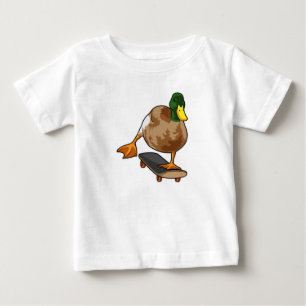 T-shirt Pour Bébé Canard comme patineur avec skateboard