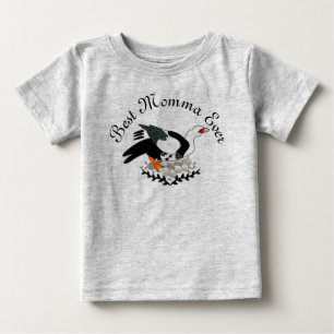 T-shirt Pour Bébé Canard de Moscovy nichant sur une douzaine d'oeufs