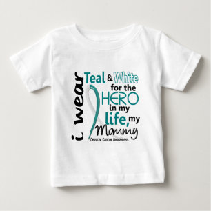 T-shirt Pour Bébé Cancer du col de l'utérus pour mon héros ma maman