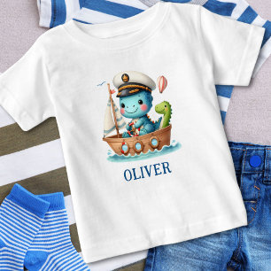 T-shirt Pour Bébé Capitaine de voilier Trex mignon personnalisé