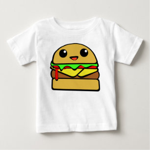 T-shirt Pour Bébé Caractère de cheeseburger de Kawaii
