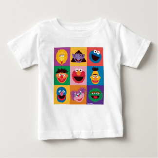 T-shirt Pour Bébé Caractères de rue Sésame | Grille de blocs colorés