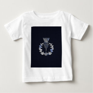 T-shirt Pour Bébé Carbone Fibre Print Silver Scottish Thistle