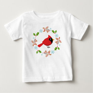 T-shirt Pour Bébé Cardinal Rouge Cardinal Cardinal aux Fleurs