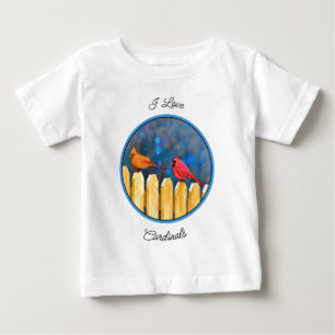 T-shirt Pour Bébé Cardinals on the Fence Painting - Art original