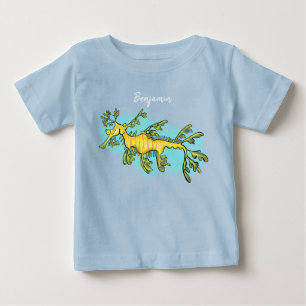 T-shirt Pour Bébé Caricature amusante de dragon de mer feuillu