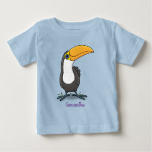 T-shirt Pour Bébé Caricature bleu vert toucan joyeux
