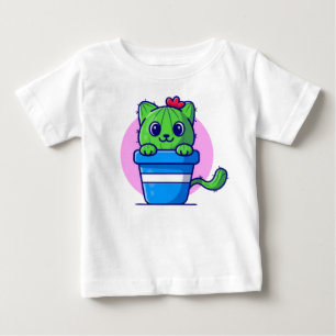 T-shirt Pour Bébé Caricature Cat Cactus