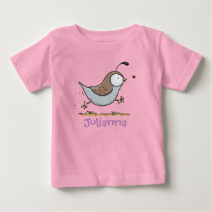 T-shirt Pour Bébé Caricature de caille californienne joliment exécut