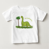 Caricature de dinosaure de brontosaurus vert migno