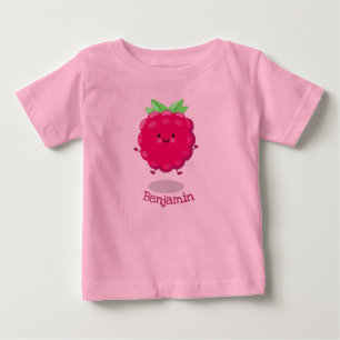 T-shirt Pour Bébé Caricature de framboise très heureuse