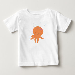 T-shirt Pour Bébé Caricature de la pieuvre mignonne