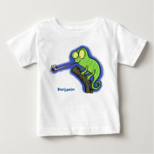 T-shirt Pour Bébé Caricature de lézard de caméléon vert joyeux