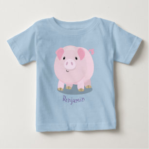 T-shirt Pour Bébé Caricature de porc mignon rose pot vendue
