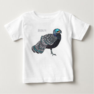 T-shirt Pour Bébé Caricature d'oiseau de faisan paon de Bornéo