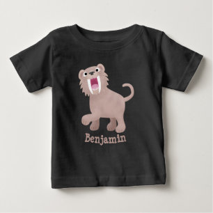 T-shirt Pour Bébé Caricature du tigre mignon Saber Toothed Smilodon