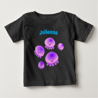 Caricature kawaii de méduse violette rose mou