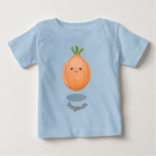 T-shirt Pour Bébé Caricature vert oignon brun joli