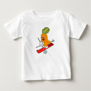 T-shirt Pour Bébé Carotte en ski avec ski