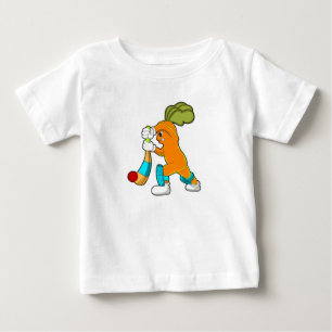 T-shirt Pour Bébé Carrot at cricket with cricket bat