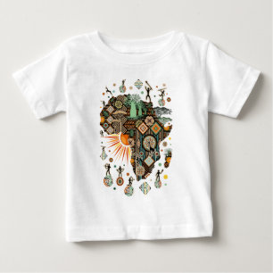 T-shirt Pour Bébé Carte d'Afrique Éléments Tribaux Décoratifs Motif