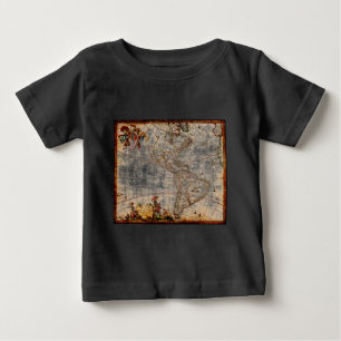T-shirt Pour Bébé Carte de l'Antique Amérique du Nord et du Sud