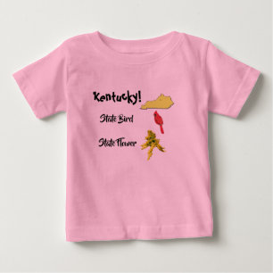 T-shirt Pour Bébé Carte de l'État du Kentucky Oiseau et Fleur