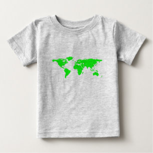 T-shirt Pour Bébé Carte du monde blanc vert