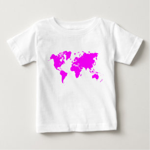 T-shirt Pour Bébé Carte du monde - Magenta