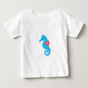 T-shirt Pour Bébé Carton bleu Seahorse
