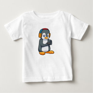 T-shirt Pour Bébé Casque de musique Penguin