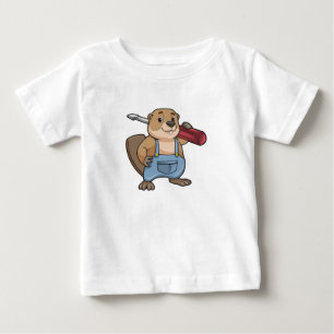 T-shirt Pour Bébé Castor comme artisan avec clé