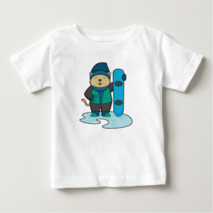 T-shirt Pour Bébé Cat as Snowboarder