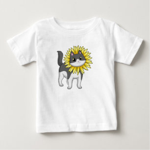 T-shirt Pour Bébé Cat with sunflower