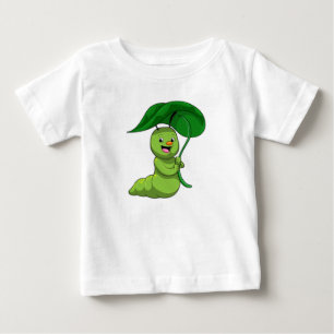 T-shirt Pour Bébé Caterpillar with Leaf as Parasol