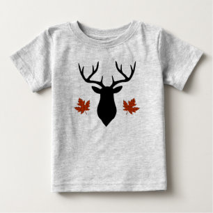 T-shirt Pour Bébé Cerf Buck Maple Leaf à carreaux Buffalo rouge