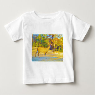 T-shirt Pour Bébé Cerf de couleur moutarde avec bleu clair