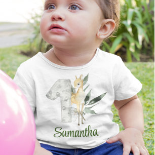 T-shirt Pour Bébé Cerf de la forêt d'un an 1er anniversaire