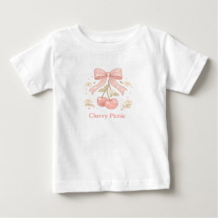 T-shirt Pour Bébé Cerise Douce avec Illustration de Nœud Rose pour T