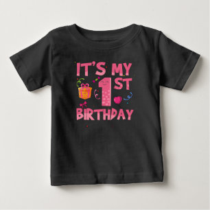 T-shirt Pour Bébé C'est mon 1er anniversaire Mignon Rose