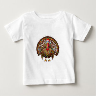 T-shirt Pour Bébé Chapeau de Père Noël dinde Lumières de Noël Joyeux