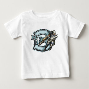 T-shirt Pour Bébé Chasseur masculin avec Bowgun, armure en acier