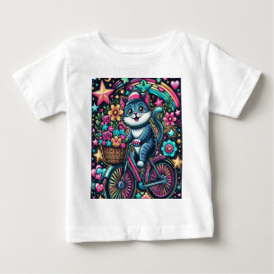 T-shirt Pour Bébé Chat à vélo