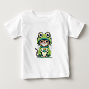 T-shirt Pour Bébé Chat bébé mignon avec Casquette de grenouille
