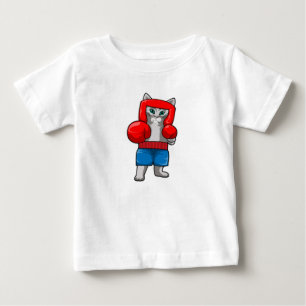 T-shirt Pour Bébé Chat Boxe avec gants de boxe